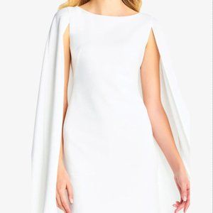 Adrianna Papell Structured Cape Sheath Dress in Ivory